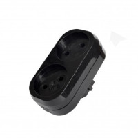 UNIVersal разветвитель (тройник) 2роз. 10А черный (АБС-пластик, линейный) РФ 1932