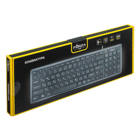 FORZA Клавиатура проводная, черный, 382x126x21.3мм, кабель 150см
