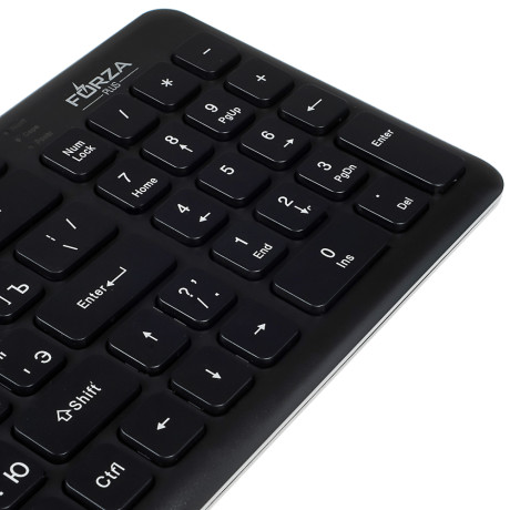 FORZA Клавиатура проводная, черный, 382x126x21.3мм, кабель 150см