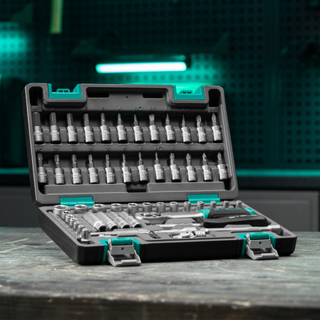 Набор инструментов, 1/4", CrV, пластиковый кейс 57 предметов Stels