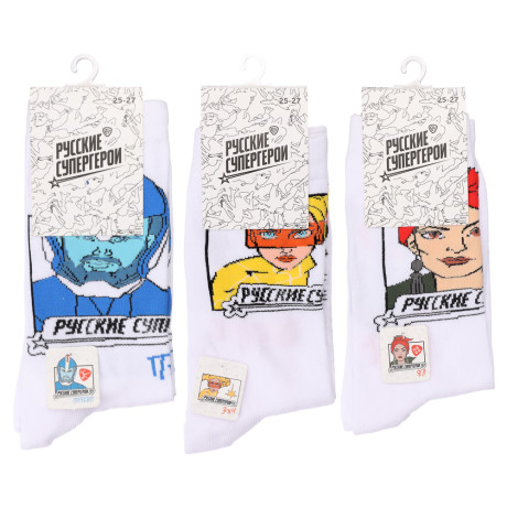 BY Русские Супергерои Носки р. 25-27, 65% хлопок, 25% полиэстер, 10% спандекс, разноцветные