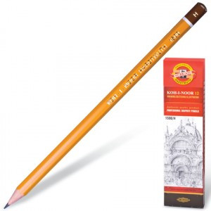 Карандаш ч/гр KOH-I-NOOR 1500, 1шт., H, без резинки, корпус желтый, заточ. 180491