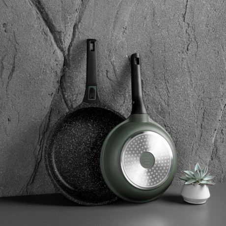 SATOSHI Уран Сковорода литая d28см, антипригарное покрытие Мрамор, индукция, съемная ручка