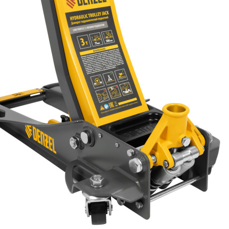 Домкрат гидравлический подкатной, 3 т, 75-500 мм, быстрый подъем, низкий подхват, проф. Denzel