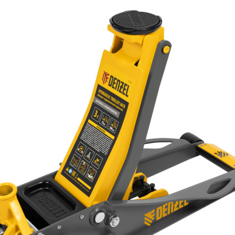 Домкрат гидравлический подкатной, 3 т, 75-500 мм, быстрый подъем, низкий подхват, проф. Denzel