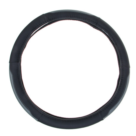 ЕРМАК Оплетка на руль, полиуретан(PU), размер 38 см, перфорированная вставка, черно-серая