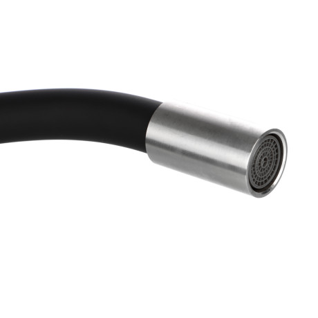 СоюзКран Смеситель для кухни, силиконовый излив, кер. картридж 35мм, черный, нерж. сталь, SS01-С132