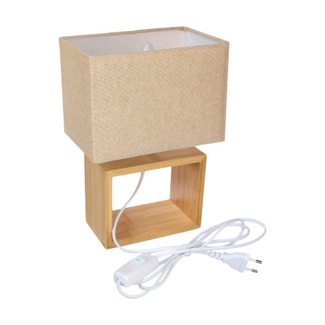 BY Светильник переносной настольный Бари, 27 см, E14, 40Вт, 230В бамбук, металл, текстиль, бежевый