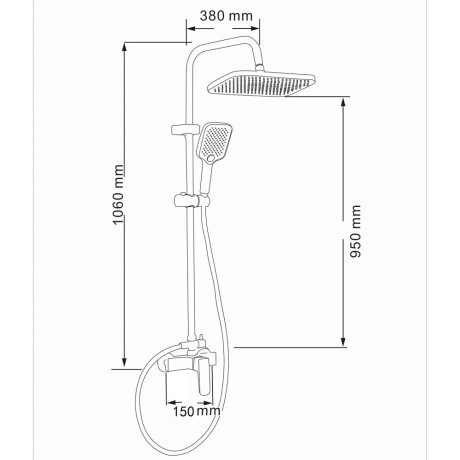 СоюзКран Душ сист с цинк смесит (картридж 35мм), верх 1 реж 300*200мм, ручн 3 реж 105*125мм, белый