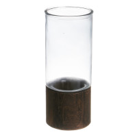 Ваза, 10x25 см, стекло, дерево