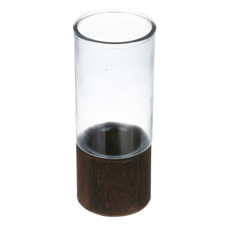 Ваза, 10x25 см, стекло, дерево