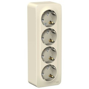 Systeme Electric BLANCA роз. ОУ 4 мест. 16А молоч. (пл.осн., земля, штор., изол.пл.) BLNRA011412(4!)