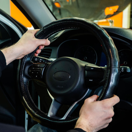 ЕРМАК   Оплетка руля, натуральная кожа глянец, цвет черный, размер M