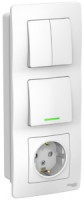 Systeme Electric BLANCA блок(роз.+1кл. выкл.+ 2кл. выкл.) СУ бел.(земля, штор, инд.) BLNBS101211(3!)