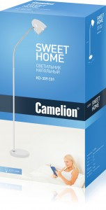 Camelion KD-309 C01 св-к напольный, торшер 40W E27 1350x500x220 металл белый