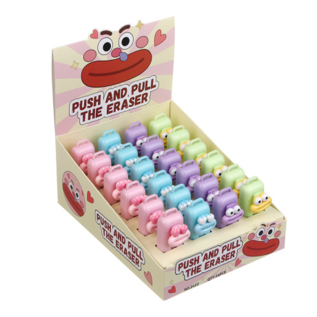 Ластик выдвижной "Мемы", 8,5х2,5см, ТПР, пластик, 4 вида, шоу-бокс