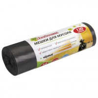 Мешки д/мусора 120 л, черные в рулоне 10 шт., ПВД, 20 мкм, 67х100 см (±5%), эконом, ЛЮБАША, 605333