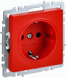 IEK BRITE мех. роз. СУ 1 мест., 16А , красный ( земля, шторки) РС14-1-0-БрК BR-R14-16-K04