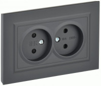 IEK BRITE роз. СУ 2 мест. 10A графит (шторки) РСш12-2-БрГ BR-R23-10-K53-F