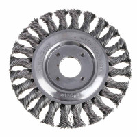 ЕРМАК Щетка дисковая для УШМ, плетеные пучки стальной проволоки 0,5мм, 125х22мм