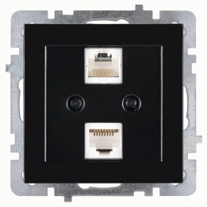 Nilson TOURAN-ALEGRA-THOR мех. роз. комп. 2 мест. СУ (RJ45 CAT6) черный глянец 24220447