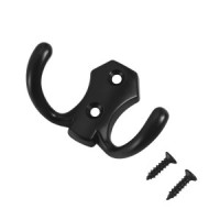 Крючок-вешалка мебельн 2-рожк СТАНДАРТ 306В BL мат.черный Инд. уп. на подвесе(600,50)