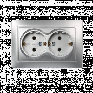 Smartbuy Венера роз. СУ 2-местная с заземлением 16А серебро,  (SBE-01s-16-S2-Z-c)