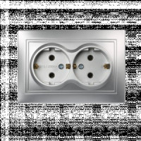 Smartbuy Венера роз. СУ 2-местная с заземлением 16А серебро,  (SBE-01s-16-S2-Z-c)