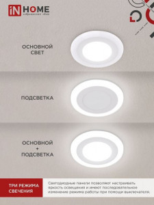 ASD/InHome св-к встр. св/д даунлайт RLP-BL 24W(1440lm) 4000К 4K d245(210) подсветка 3 реж, бел. 2986