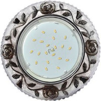 Ecola GX53 H4 LD7071 св-к Круг &quot;Розы&quot; подсветка 4K Черный/Хром 35x125 FK53CREFB (10!)