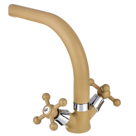 СоюзКран Смеситель для кухни, поворотный излив 25см, керам. кран-буксы 1/2", беж, цинк, SK01-G208