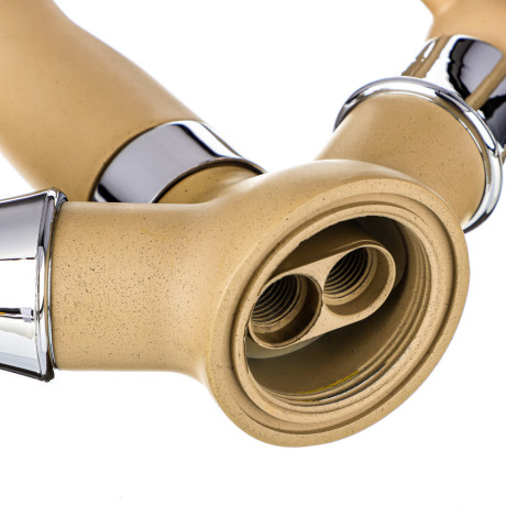 СоюзКран Смеситель для кухни, поворотный излив 25см, керам. кран-буксы 1/2", беж, цинк, SK01-G208