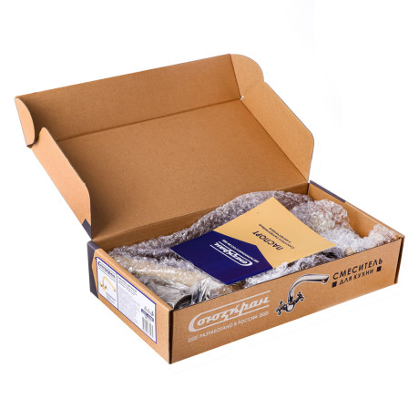 СоюзКран Смеситель для кухни, поворотный излив 25см, керам. кран-буксы 1/2", беж, цинк, SK01-G208