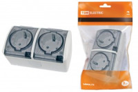 TDM Селигер роз. OУ 2 мест. 16А бел. (земля, прозр.крышка, IP54) (5!) SQ1818-0009