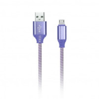 Дата-кабель USB(A)шт. - microUSBшт.Smartbuy нейлон.опл. Socks, 1м,, 2А, фиолет.(iK-12NS violet)