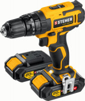 STEHER дрель-шуруповерт ударная V1, 20В, 40Нм, 2 АКБ (2Ач), кейс, CDS-200-2