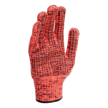 Перчатки трикотажные, акрил, усиленные, ПВХ-гель Протектор, цвет: коралл, 10 класс Сибртех