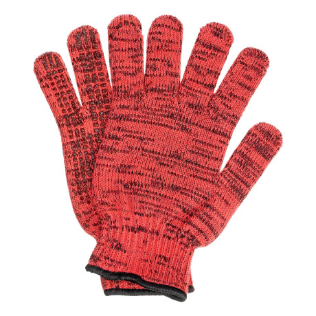 Перчатки трикотажные, акрил, усиленные, ПВХ-гель Протектор, цвет: коралл, 10 класс Сибртех