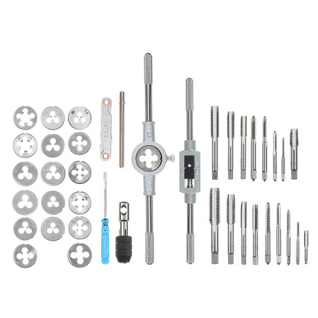 ЕРМАК Набор метчиков и плашек 40пр. В металл.кейсе