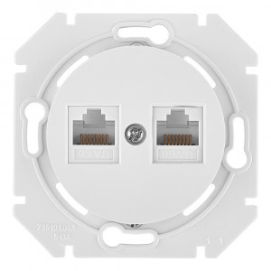 Bylectrica РЕТРО ПРОВАНС мех. комп. роз. 2 мест. RJ-45 СУ корп. ABS белый (РК216-6312)