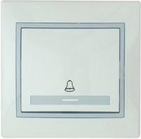 Lezard Мира кнопка звон. СУ 1 кл. 16А бел. с серой вставкой (корпус PC) 701-0215-103