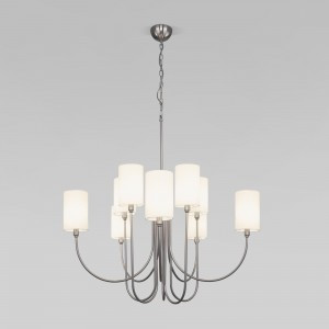 EUROSVET Люстра 10x40W E14 850x850x1600 никель/ткань белый 60164/10 Умный дом Abbey a065750