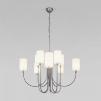 EUROSVET Люстра 10x40W E14 850x850x1600 никель/ткань белый 60164/10 Умный дом Abbey a065750