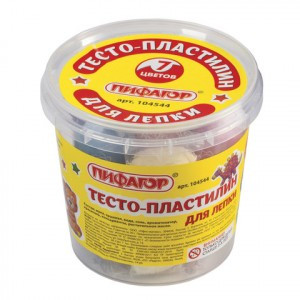 Пластилин на растительной основе (тесто д/лепки) ПИФАГОР, 7 цветов, 210 г, пласт. стакан, 104544