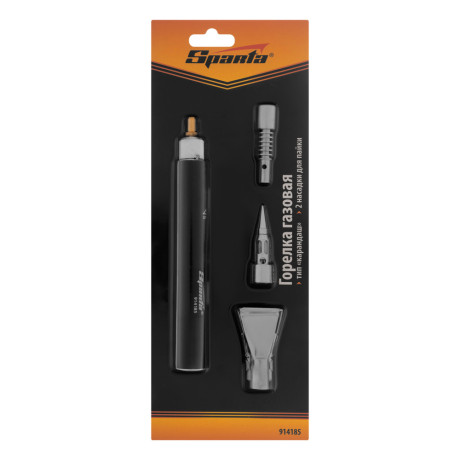 Горелка газовая, тип "Карандаш" + 2 насадки для пайки, 200 мм Sparta