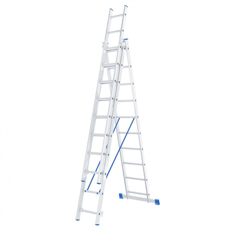 Лестница, 3 х 10 ступеней, алюминиевая, трехсекционная, Сибртех