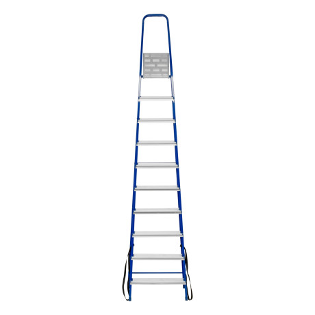 Стремянка, 10 ступеней, стальной профиль, алюминиевые ступени Сибртех