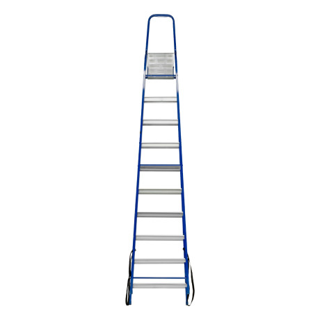 Стремянка, 10 ступеней, стальной профиль, алюминиевые ступени Сибртех