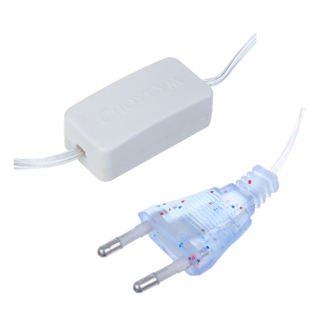 СНОУ БУМ Гирлянда эл. занавес 2х2м, 100LED, 10 нитей, триколор,пост.свеч., ПВХ прозрачный, 220В