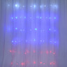 СНОУ БУМ Гирлянда эл. занавес 2х2м, 100LED, 10 нитей, триколор,пост.свеч., ПВХ прозрачный, 220В